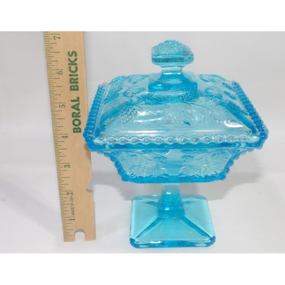 Westmoreland Ice Blue Beaded Grape Stemmed Compote - Picture 3 of 3